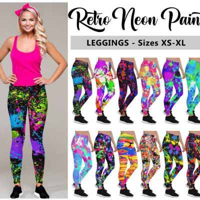 Reto Neon Paint Leggings #1 - 80s 90s Paint Splatter Fashion Leggings Gift